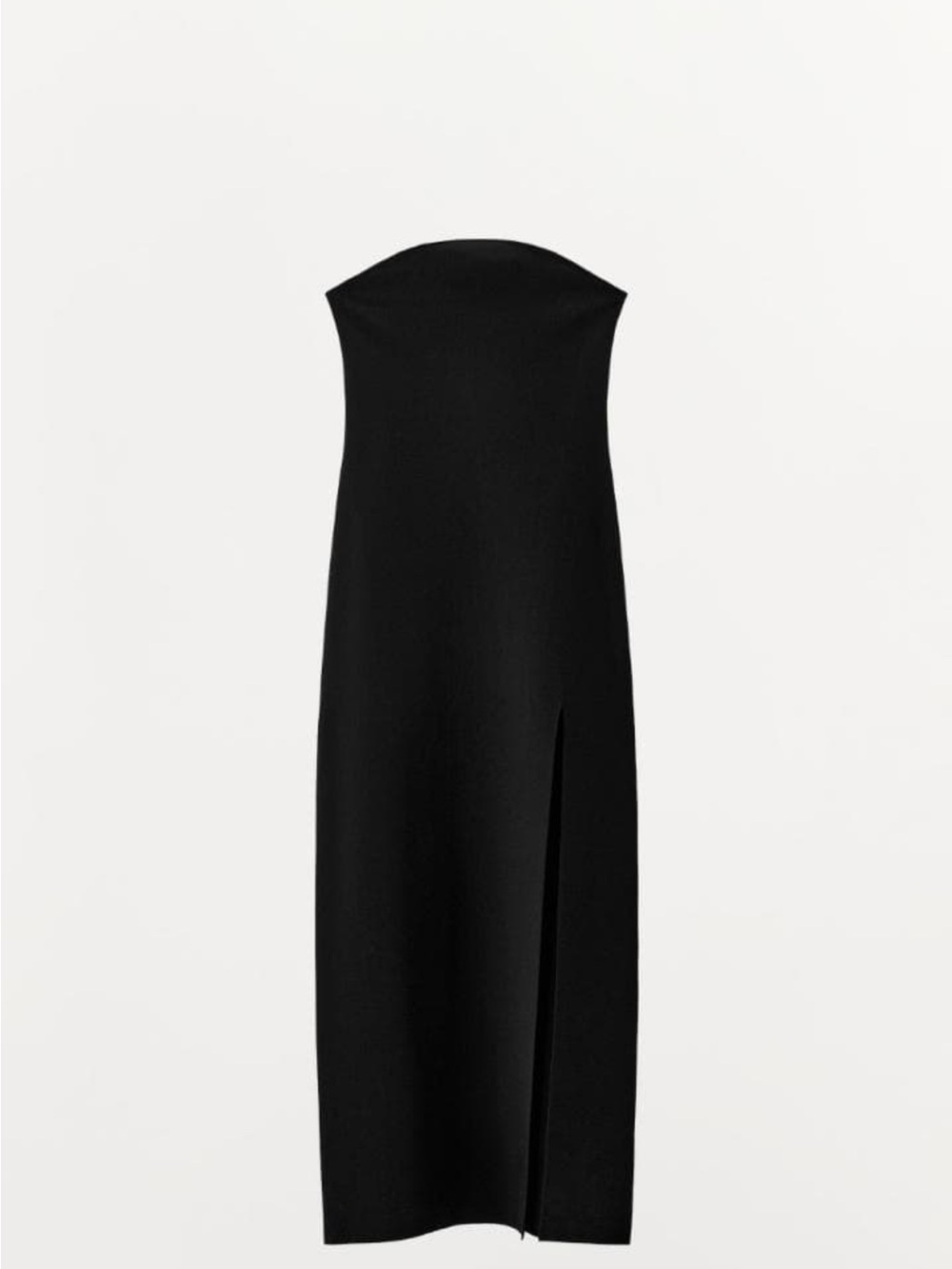 Zara Strapless Black Column Gown with Side Slit